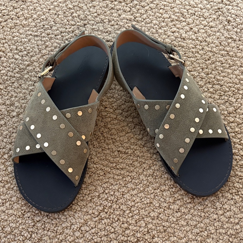 Madewell Tuley Crossover Sandal Olive Sz 9.5